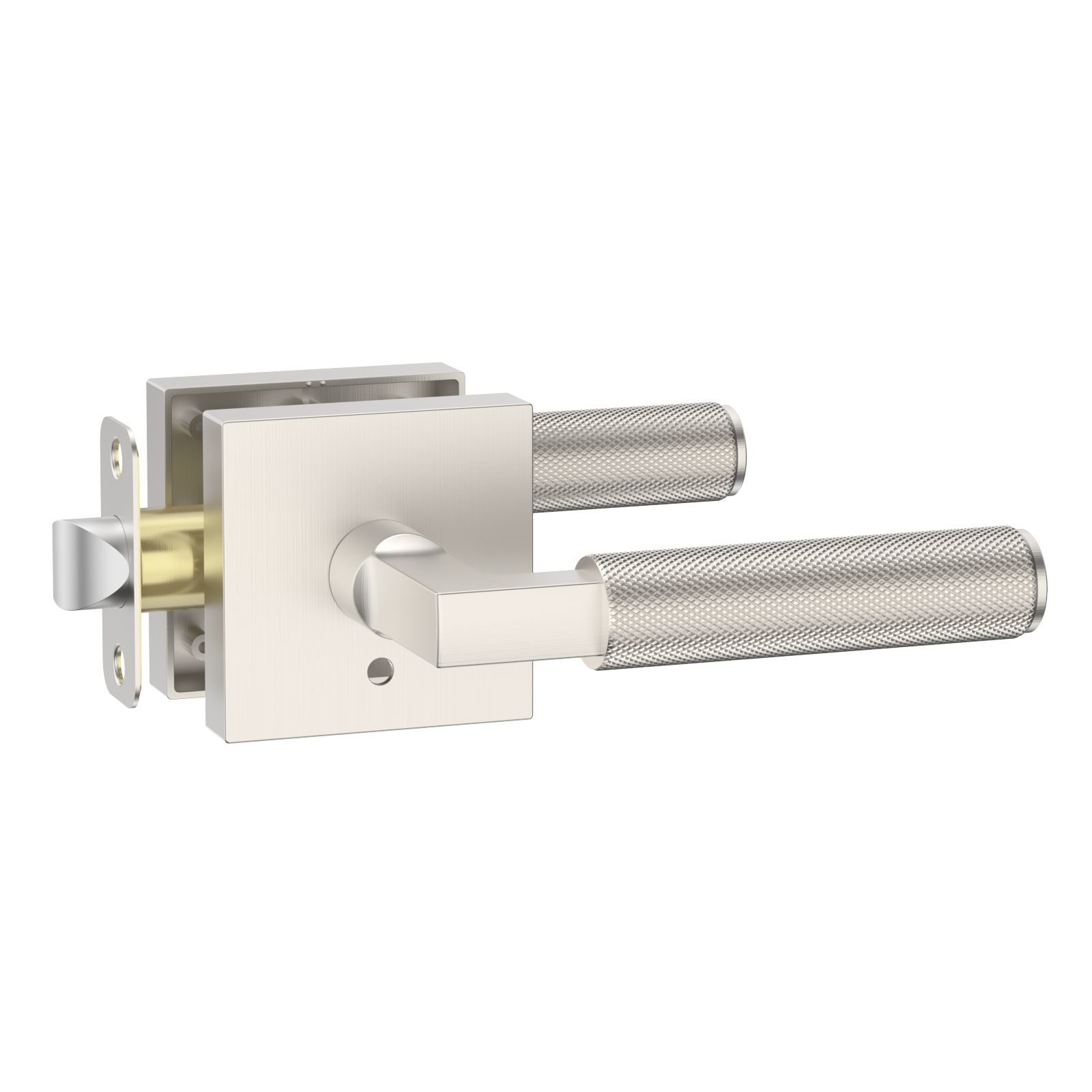 ZR01-098A Satin Champagne Bronze Door Levers, Knurled Square Rosette | Privacy, Passage, Dummy
