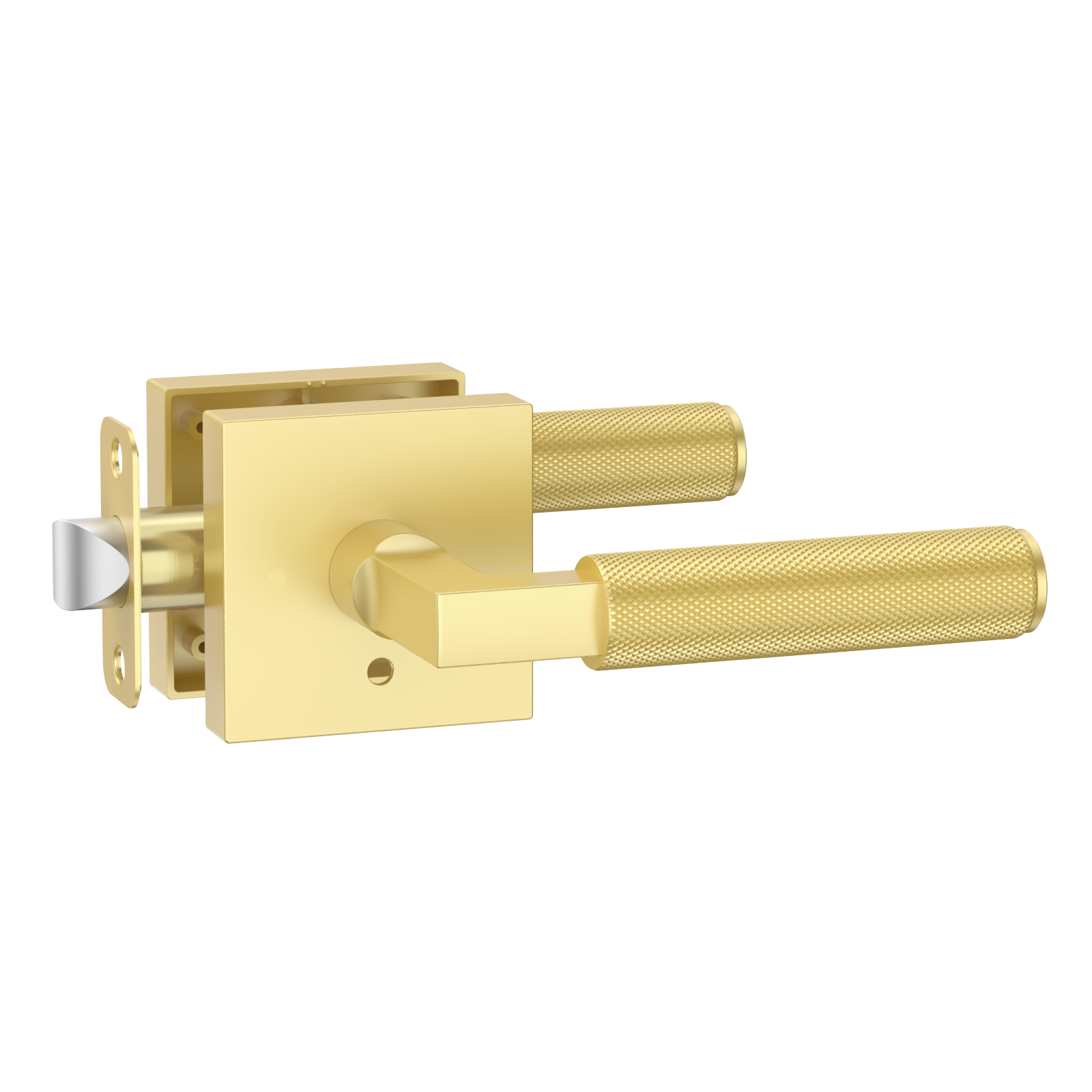 ZR01-098A Satin Champagne Bronze Door Levers, Knurled Square Rosette | Privacy, Passage, Dummy