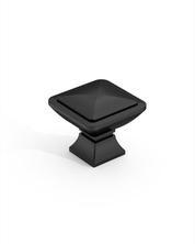 DESIGN1459 Matte Black Pyramid Square Knob for Luxury Kitchens (1" x 1")
