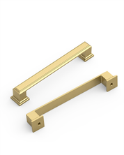 DESIGN2044 Heavy-Duty Transitional Handles for White Cabinets & Shaker Drawers | 3-3/4" Cabinet Pulls, Brushed Gold
