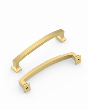 DESIGN3781 Champagne Bronze Curved Cabinet Handles - Heavy-Duty Square Foot Drawer Hardware (5" )