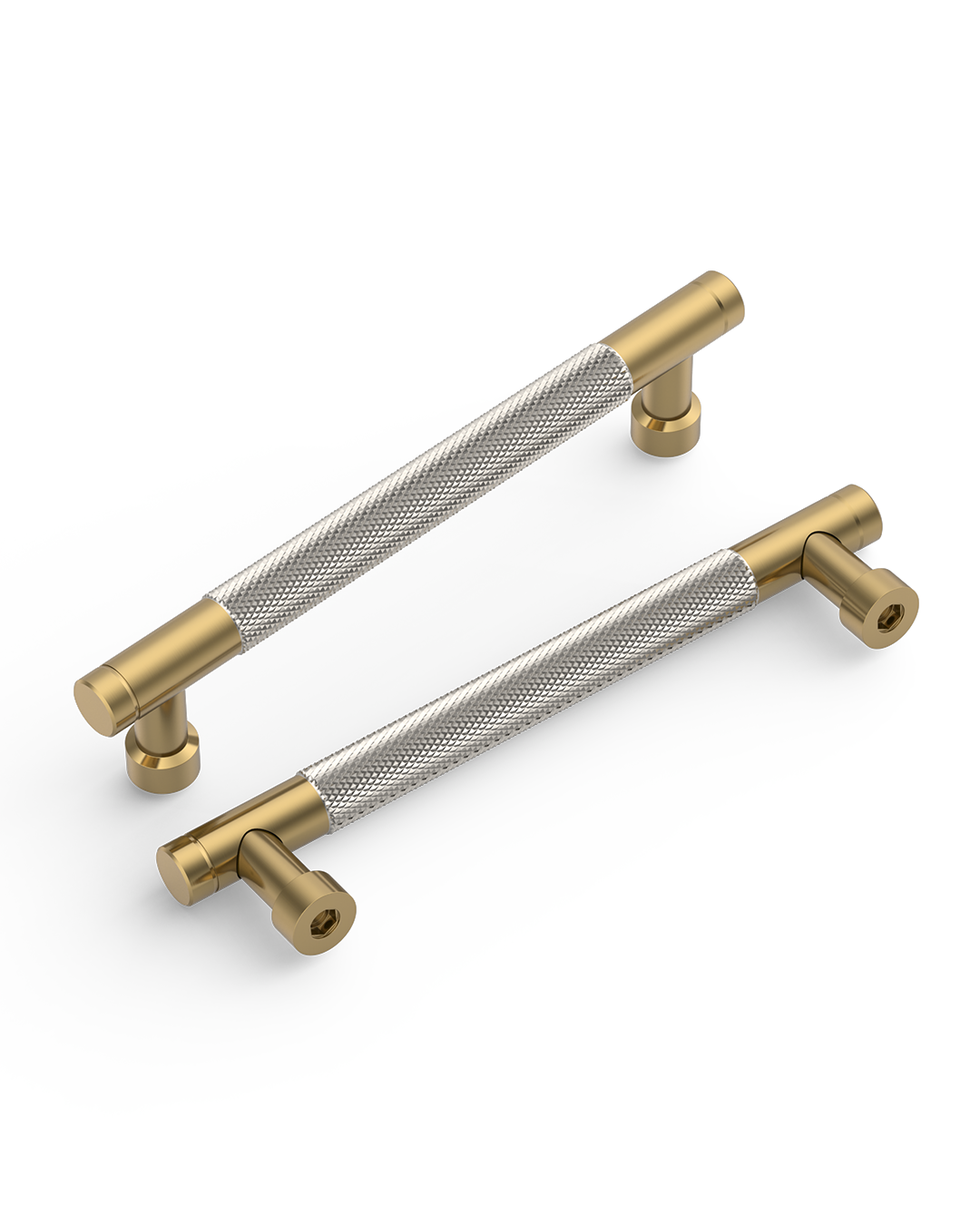 DESIGN4483 Brushed Gold Knurled Cabinet Handles - Heavy-Duty Modern Drawer Pulls (5")