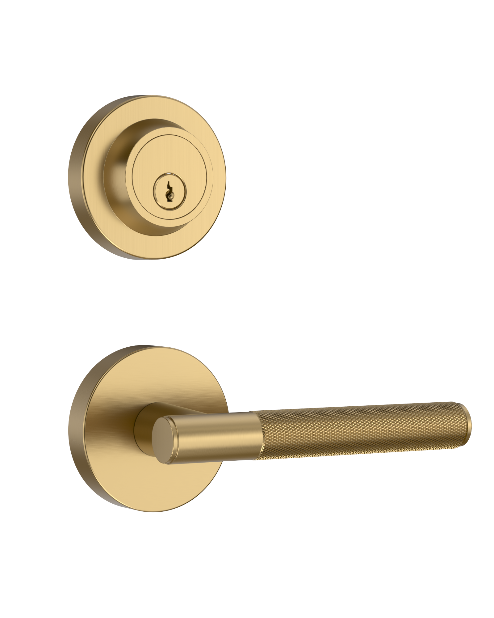 Z002-124A Matte Black Front Door Lock Set with Deadbolt – Rich Minimalist Knurled Entry Lever Combo