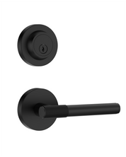 Z002-123A Matte Black Front Door Lock Set with Deadbolt – Rich Minimalist Knurled Entry Lever Combo