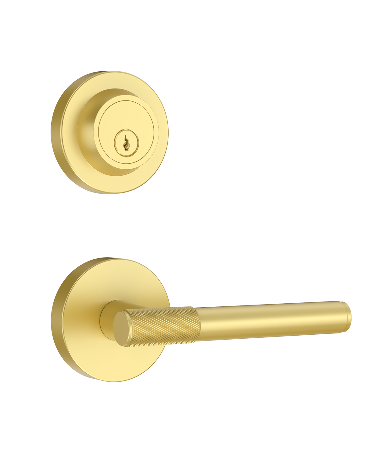 Z002-123A Matte Black Front Door Lock Set with Deadbolt – Rich Minimalist Knurled Entry Lever Combo