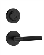 Z002-124A Matte Black Front Door Lock Set with Deadbolt – Rich Minimalist Knurled Entry Lever Combo