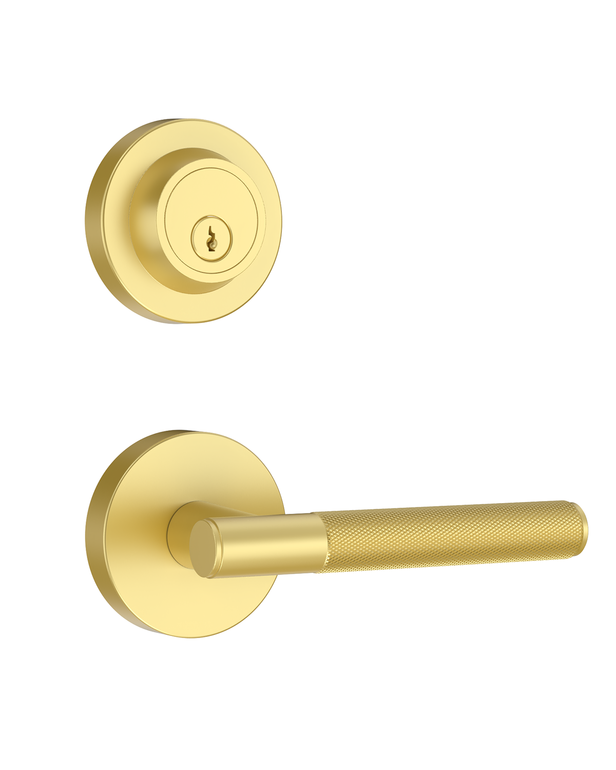 Z002-124A Matte Black Front Door Lock Set with Deadbolt – Rich Minimalist Knurled Entry Lever Combo