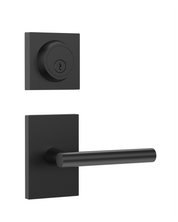 Z004-097Z Matte Black Front Door Lock Set with Deadbolt – Modern Square Door Handle Combo (2 Pack)