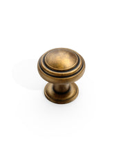 DESIGN1128 Mushroom Knobs for Rustic Shaker Cabinets | 1.3" Diameter, Antique Brass