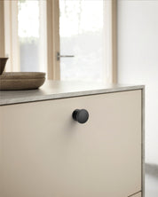 DESIGN1192 Brushed Gold Button Knobs for White & Navy Blue Cabinets | 1.18" Wide