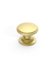 DESIGN1192 Brushed Gold Button Knobs for White & Navy Blue Cabinets | 1.18" Wide