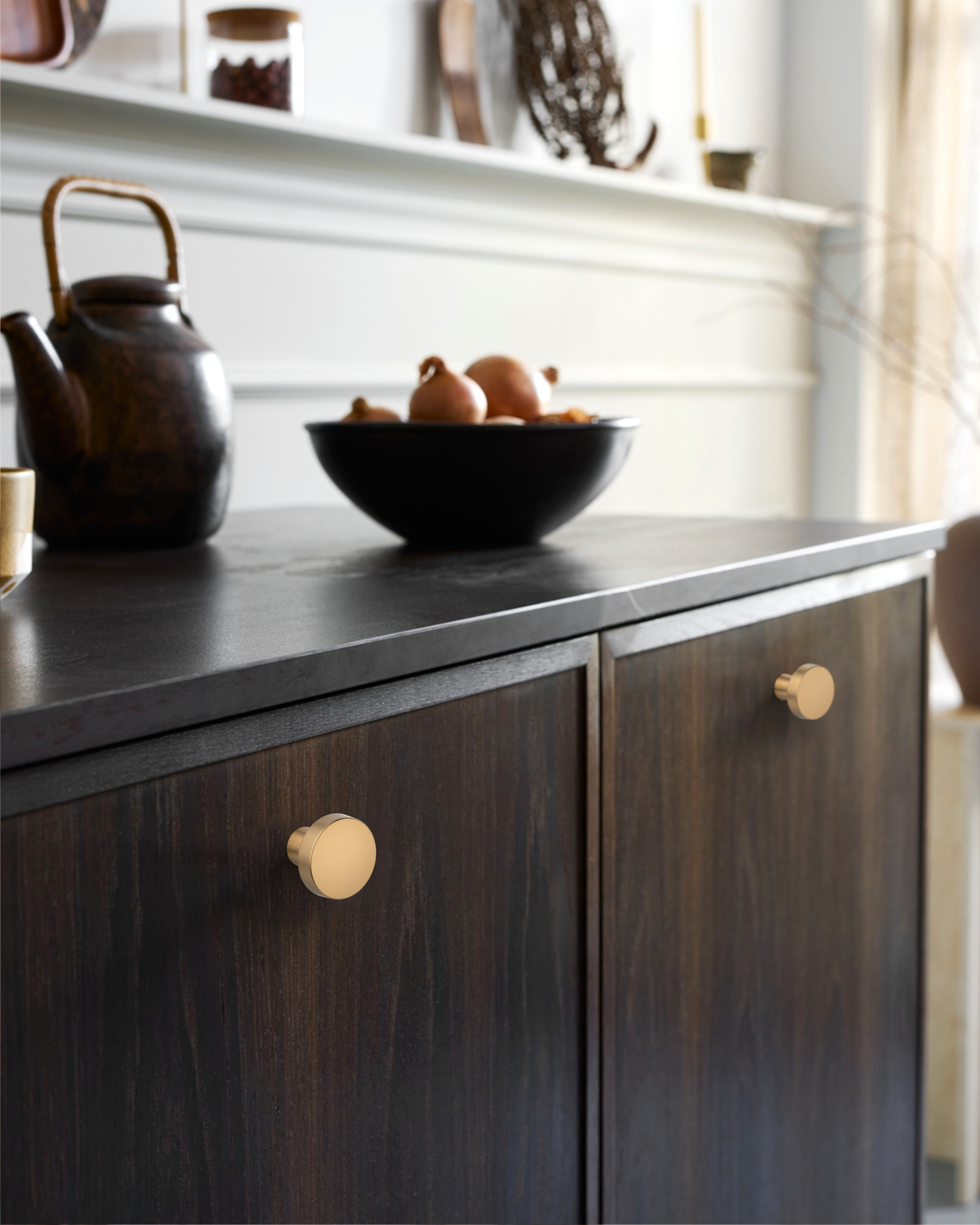 DESIGN1452 Matte Black Cabinet Knobs – Single Hole Drawer Pulls for Kitchen Cabinets