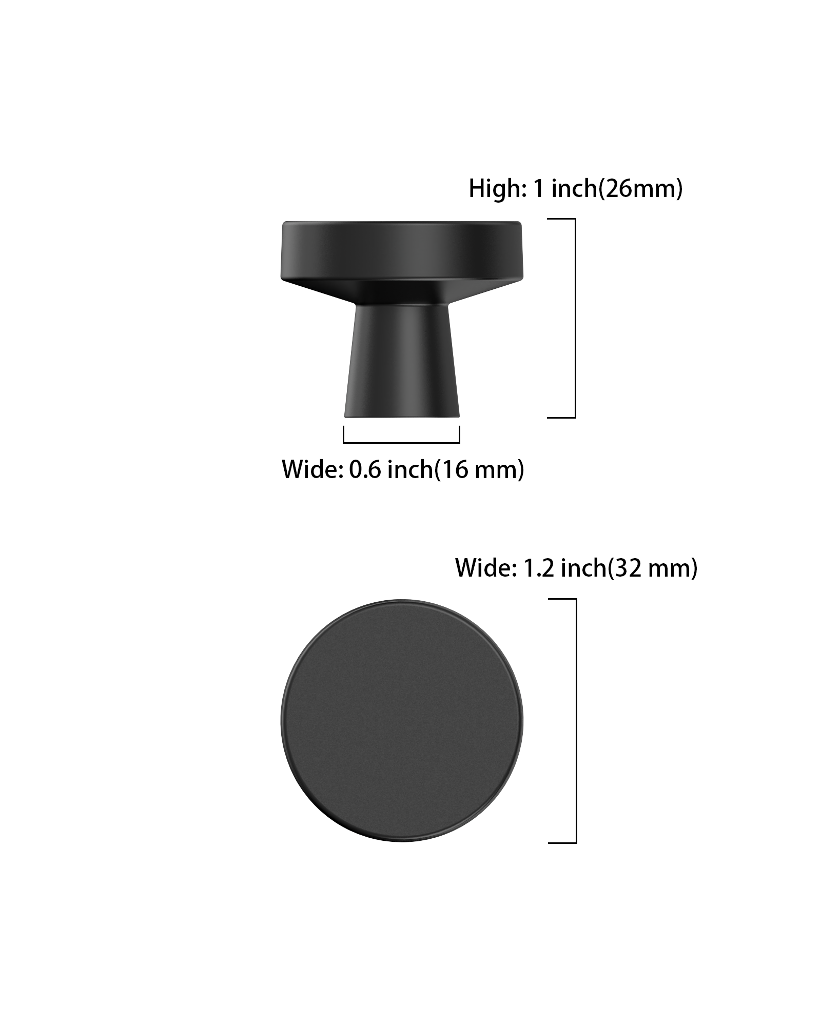 DESIGN1452 Matte Black Cabinet Knobs – Single Hole Drawer Pulls for Kitchen Cabinets