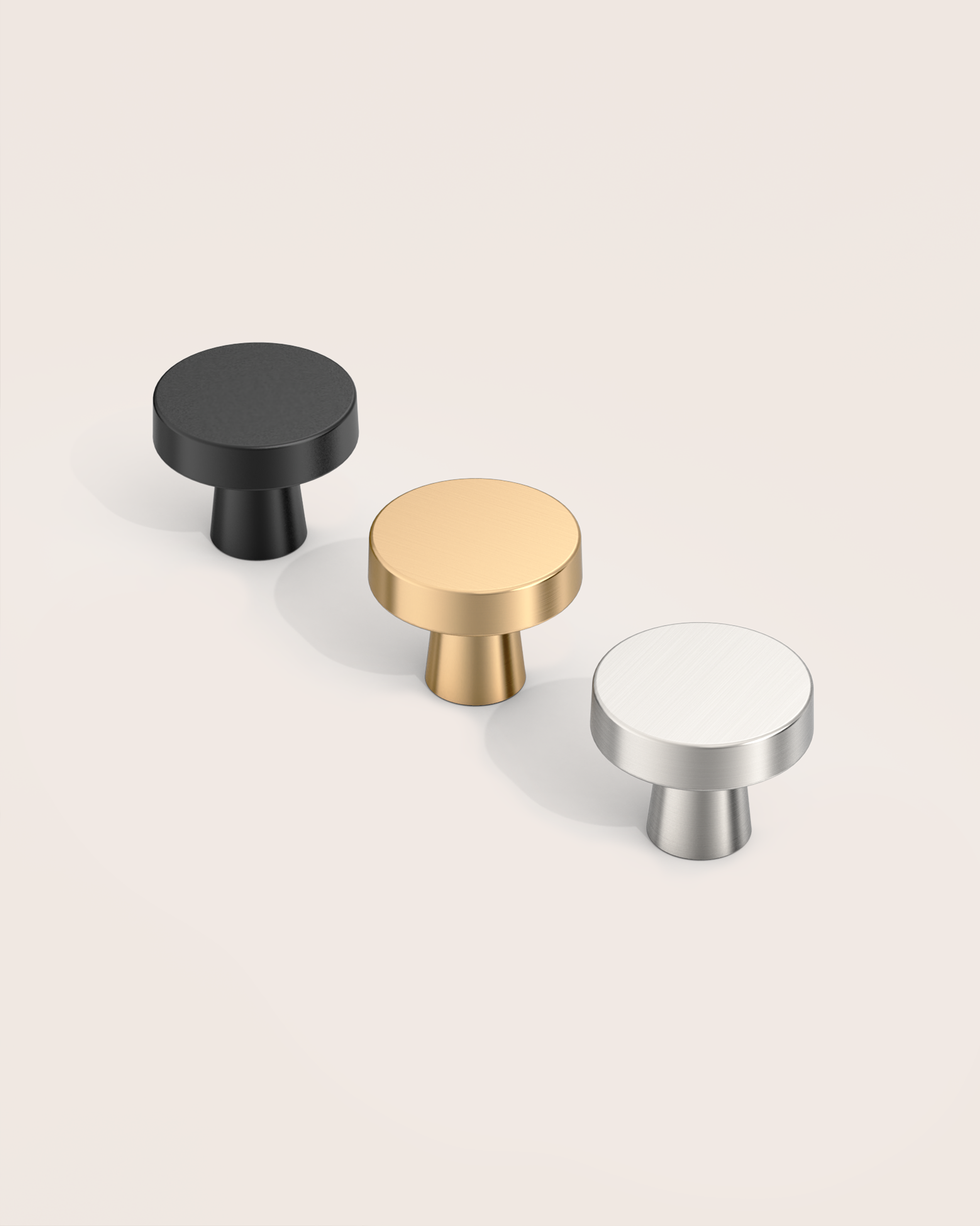 DESIGN1452 Matte Black Cabinet Knobs – Single Hole Drawer Pulls for Kitchen Cabinets