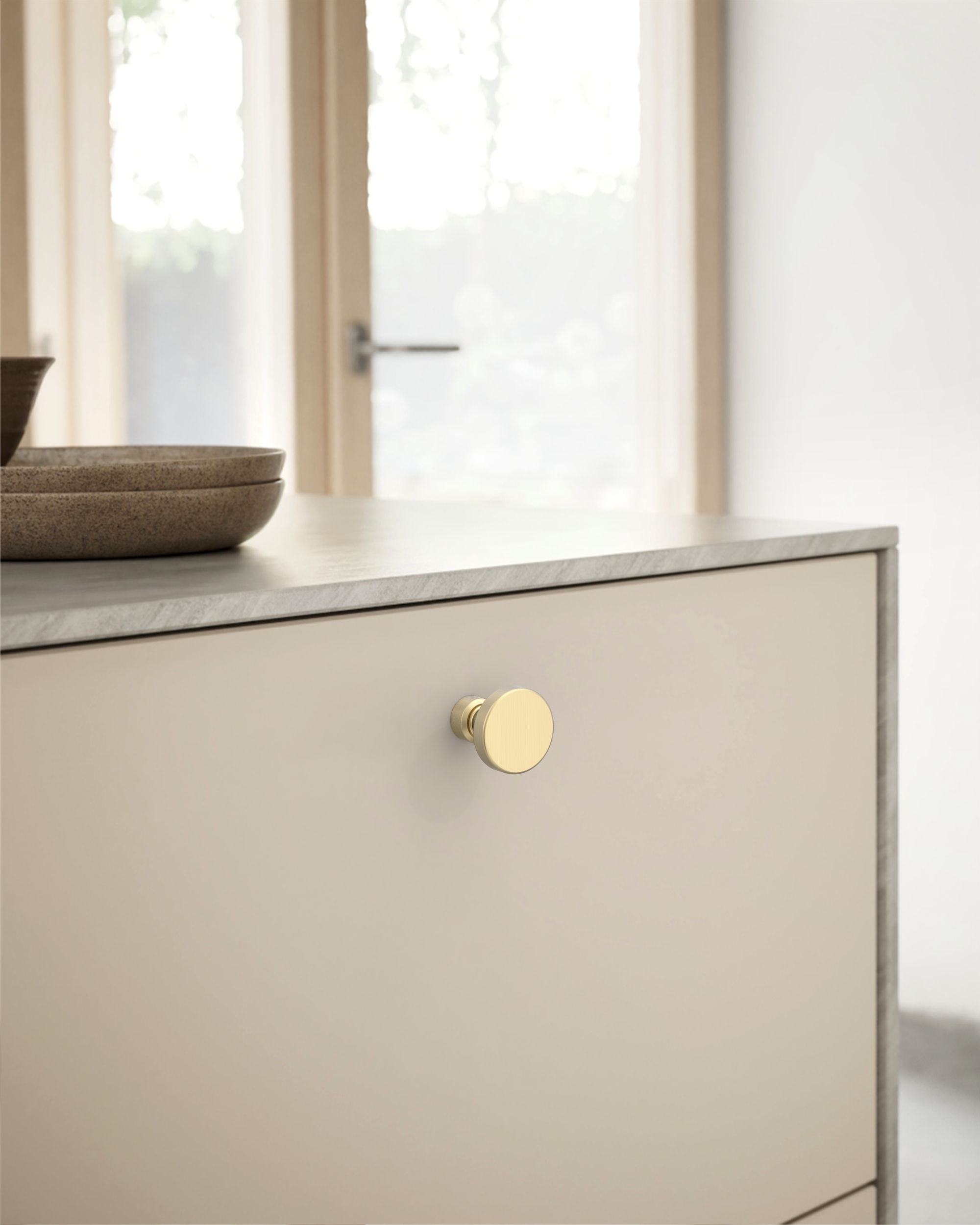 DESIGN1456 Brushed Brass Cabinet Knobs – Bathroom Drawer Pulls & Cabinet Hardware