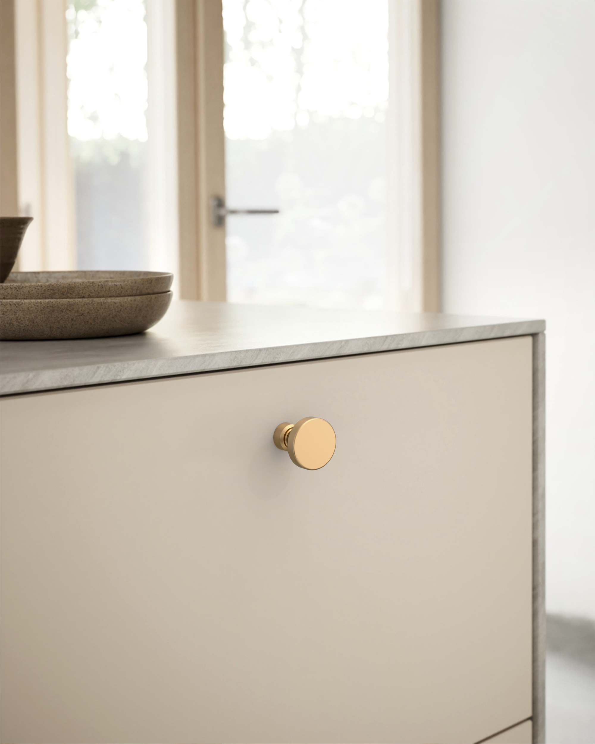 DESIGN1456 Brushed Brass Cabinet Knobs – Bathroom Drawer Pulls & Cabinet Hardware