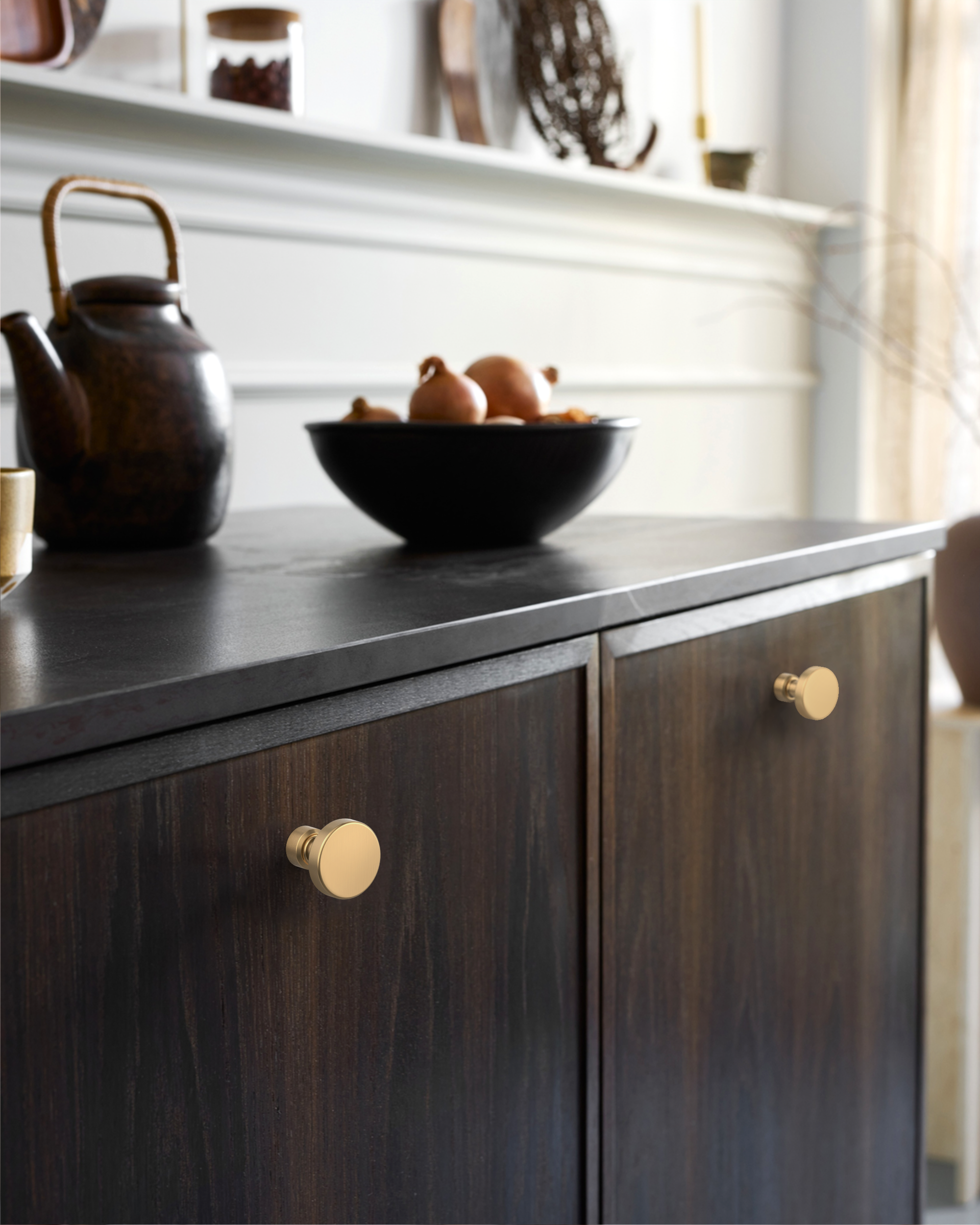 DESIGN1456 Brushed Brass Cabinet Knobs – Bathroom Drawer Pulls & Cabinet Hardware