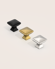 DESIGN1459 Matte Black Pyramid Square Knob for Luxury Kitchens (1" x 1")