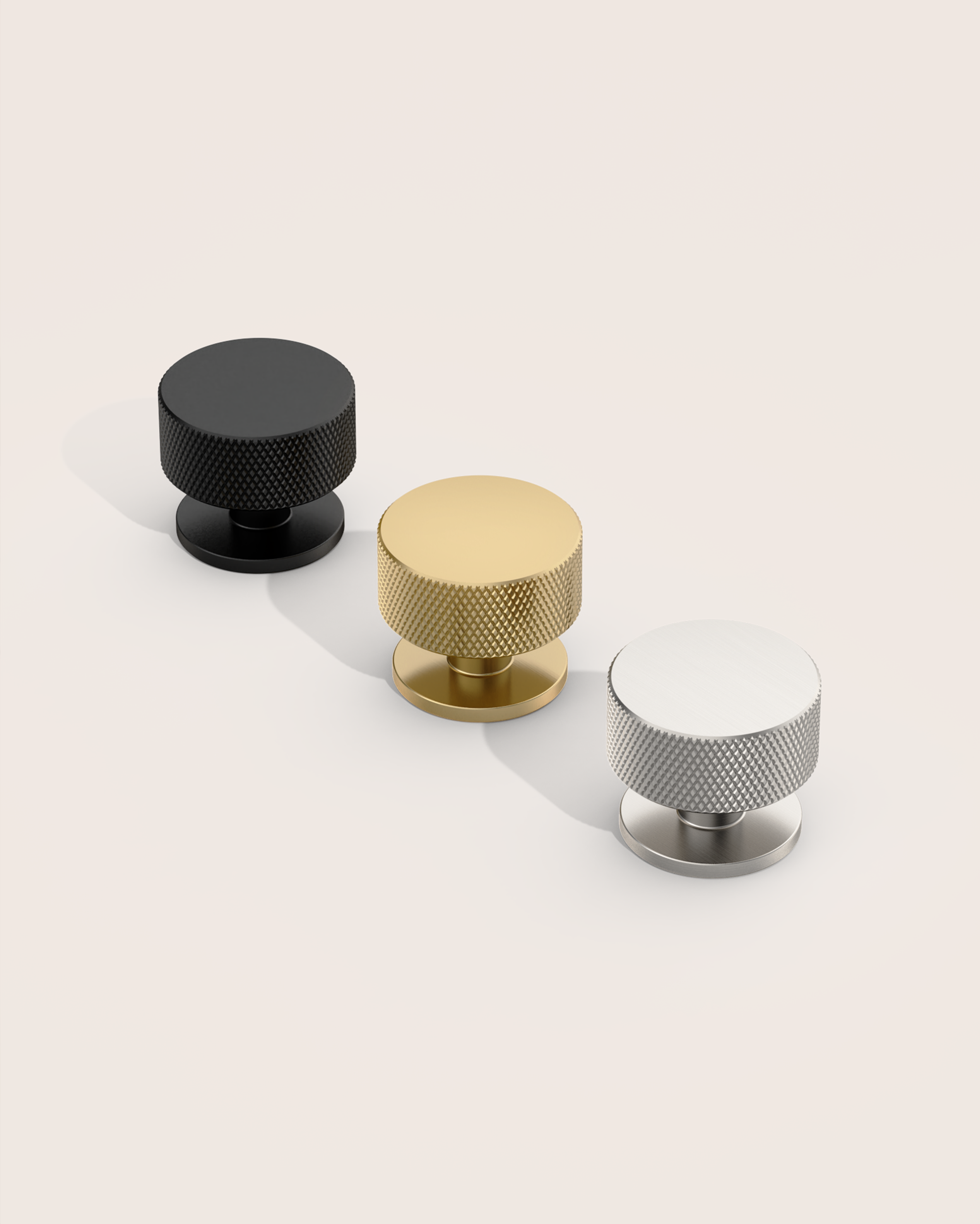 DESIGN1503 Knurled Cabinet Knobs – Champagne Bronze Round Drawer Pulls for Furniture