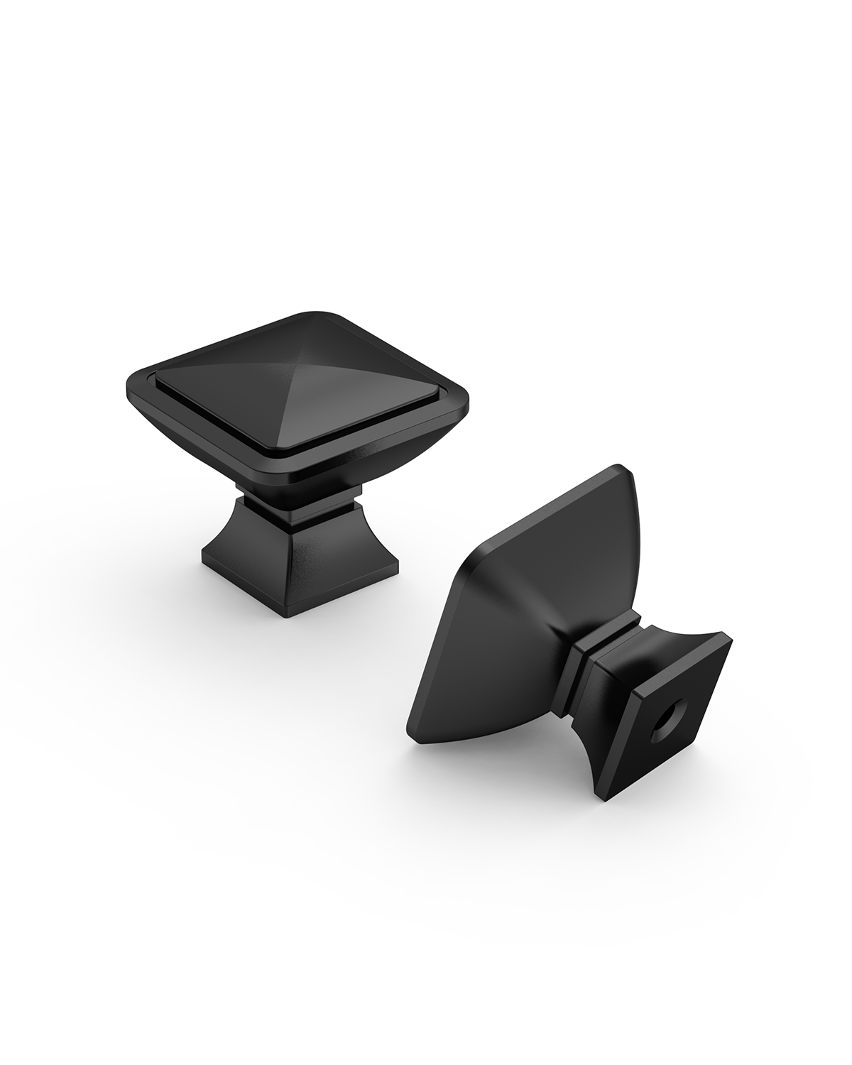 DESIGN1459 Matte Black Pyramid Square Knob for Luxury Kitchens (1" x 1")