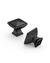 DESIGN1459 Matte Black Pyramid Square Knob for Luxury Kitchens (1" x 1")