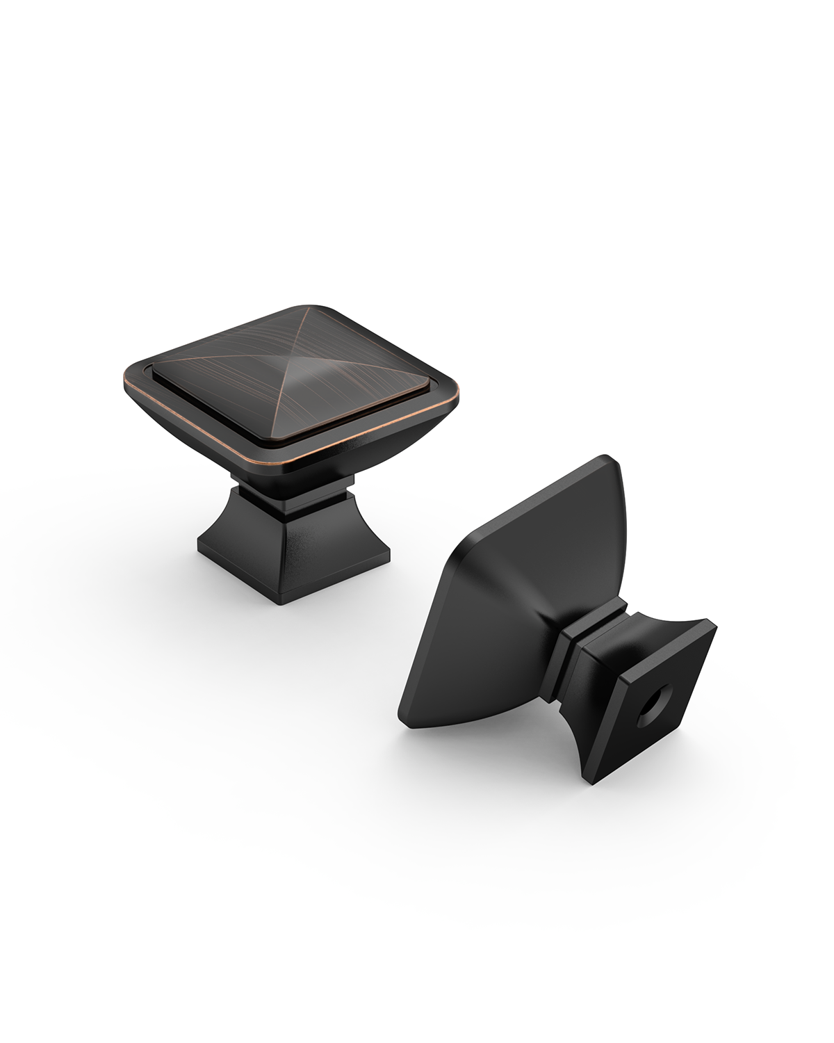 DESIGN1459 Matte Black Pyramid Square Knob for Luxury Kitchens (1" x 1")