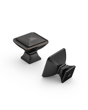 DESIGN1459 Matte Black Pyramid Square Knob for Luxury Kitchens (1" x 1")