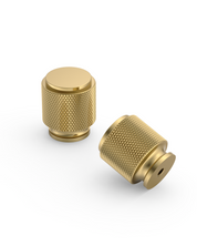 DESIGN4483 Solid Metal Knurled Cylinder Knob for Luxury Kitchens | 1" Diameter, Brushed Satin Nickel