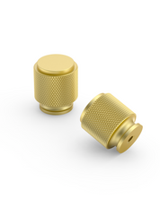 DESIGN4483 Solid Metal Knurled Cylinder Knob for Luxury Kitchens | 1" Diameter, Brushed Satin Nickel