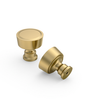 DESIGN4592 Stepped Knobs | Sage Green & White Shaker Cabinets (Champagne Bronze)