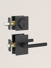 Z004-097Z Matte Black Front Door Lock Set with Deadbolt – Modern Square Door Handle Combo (2 Pack)