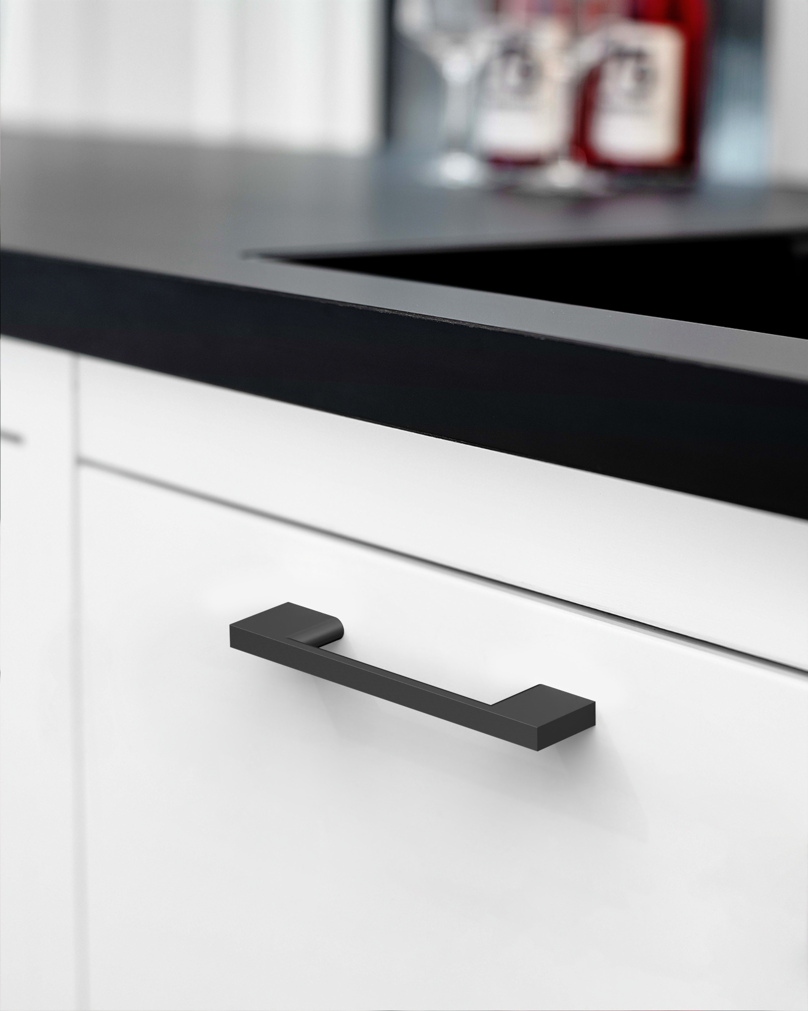 DESIGN2008 Slim Rectangular Handles for Flat Panel & Shaker Cabinets | 5" Pulls, Matte Black