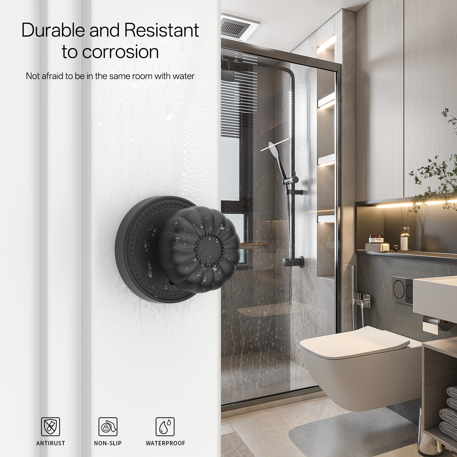 ZR12-211Z Brushed Gold Privacy Door Knobs – Solid Zinc Alloy Interior Knobs with Lock