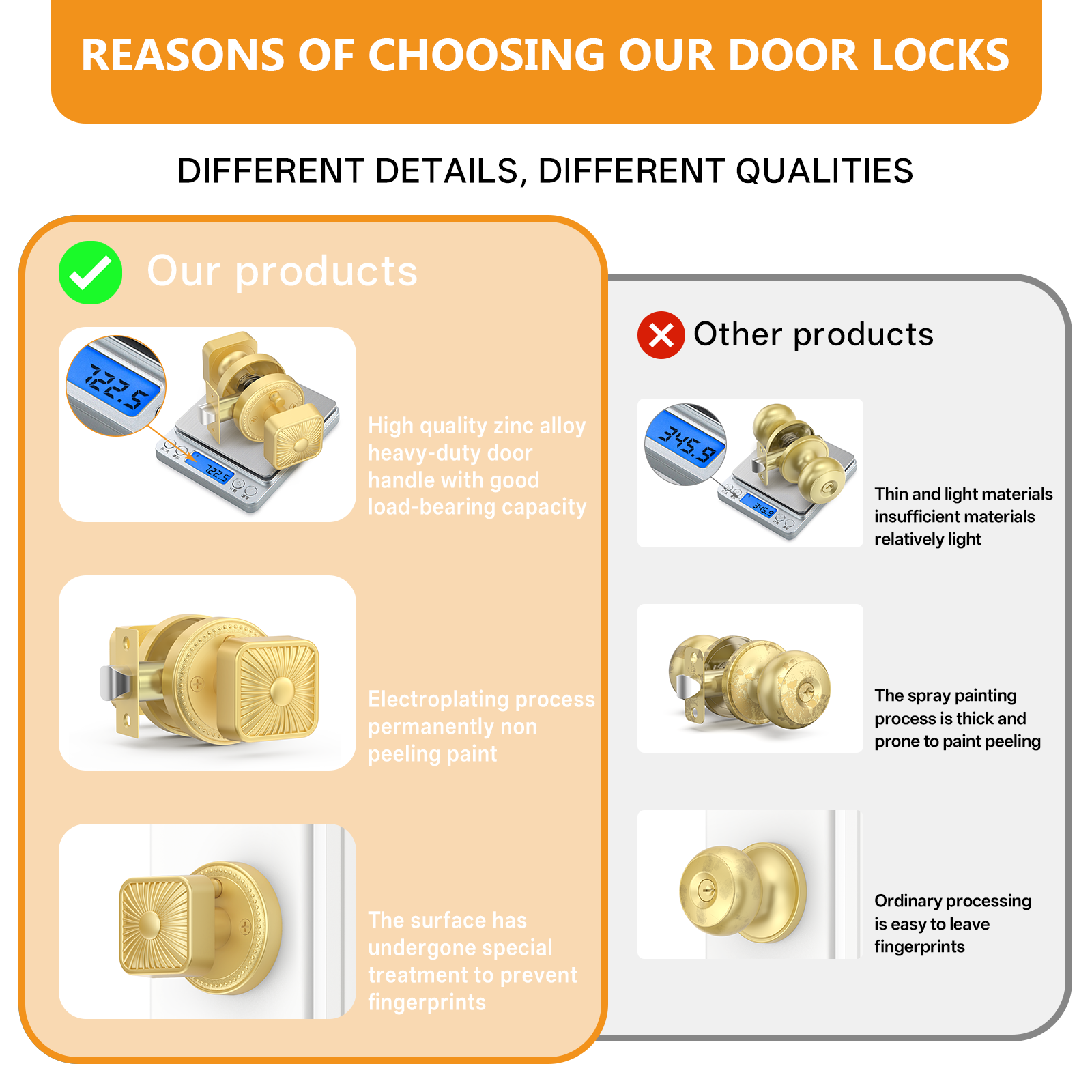 ZR12-212Z Brushed Gold Starburst Square Door Knobs with Beaded Rosette | Door Hardware
