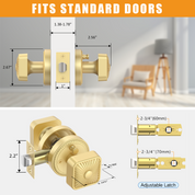 ZR12-212Z Brushed Gold Starburst Square Door Knobs with Beaded Rosette | Door Hardware