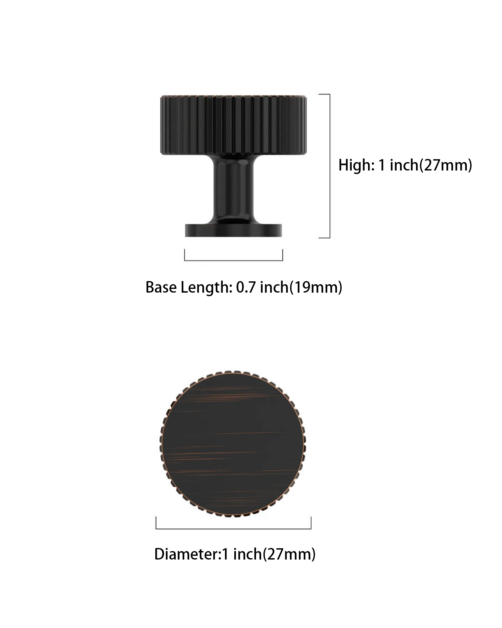 DESIGN2250 Knurled Cylinder Knobs - Heavy-Duty Antique Dresser Hardware | 1" Wide