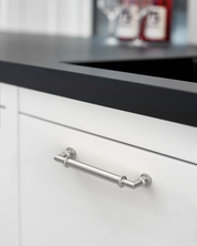 DESIGN2281 Brushed Satin Nickel Ridged Bar Pull for Industrial Kitchens | 5" Heavy-Duty Cabinet Handles