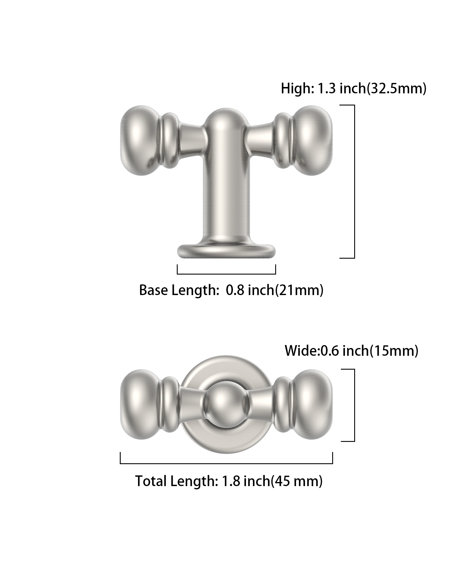 DESIGN2288 T-Bar Knobs for Modern Vanity & Dresser Hardware | 1.8" Length