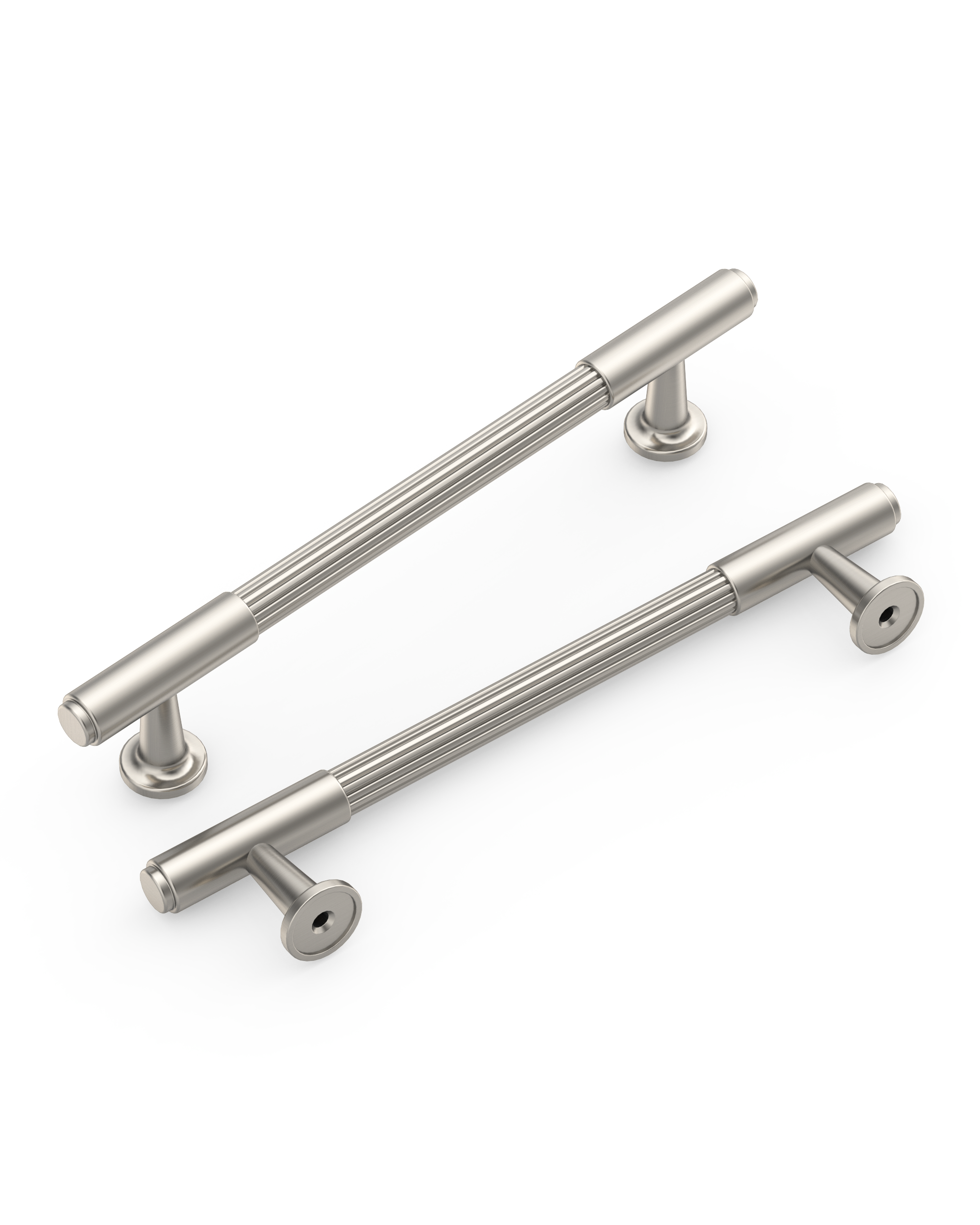 DESIGN2304 Solid Metal Reeded Bar Pull for Transitional Kitchens | 5", Brushed Satin Nickel