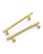 DESIGN2304 Solid Metal Reeded Bar Pull for Transitional Kitchens | 5", Brushed Satin Nickel
