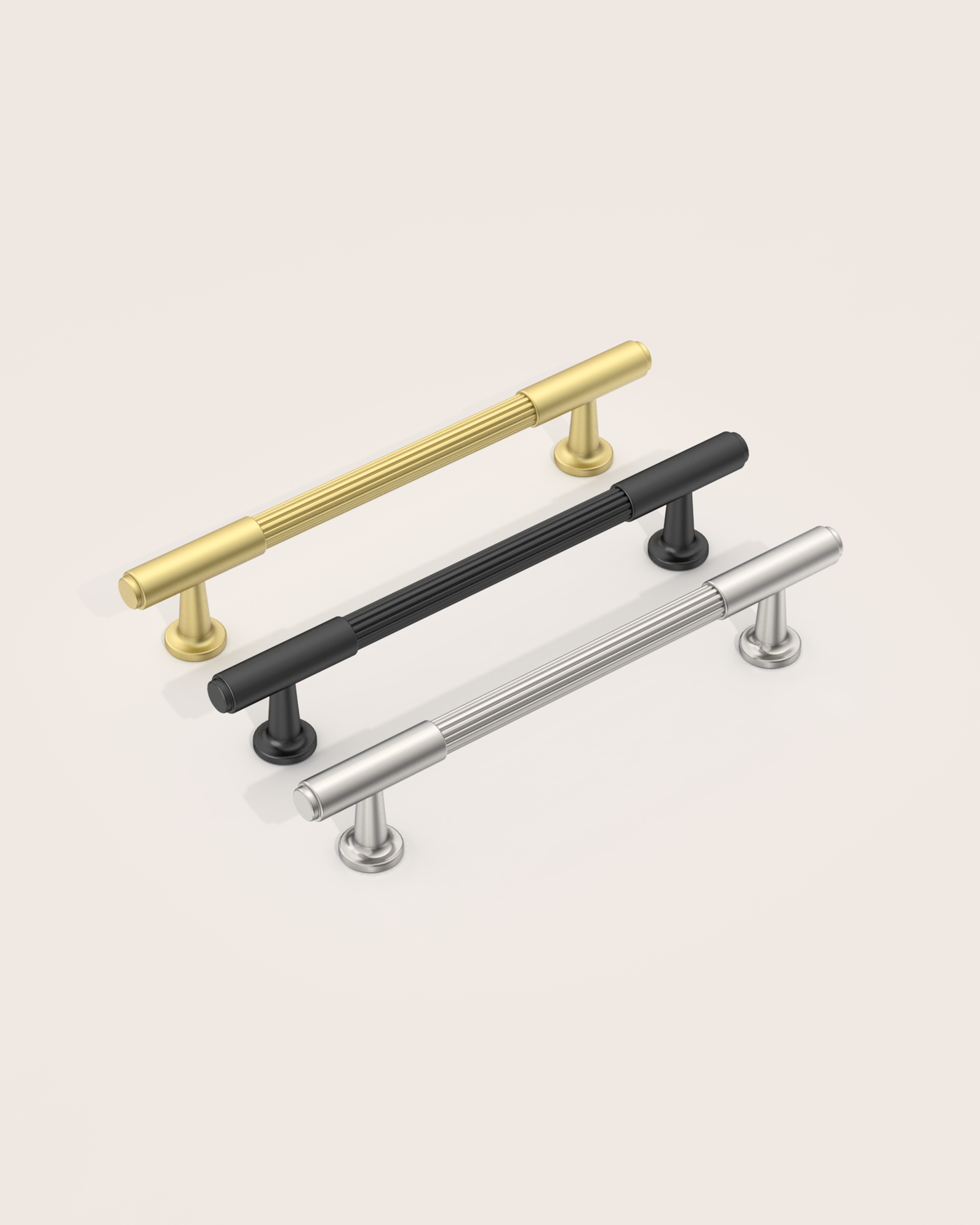 DESIGN2304 Solid Metal Reeded Bar Pull for Transitional Kitchens | 5", Brushed Satin Nickel