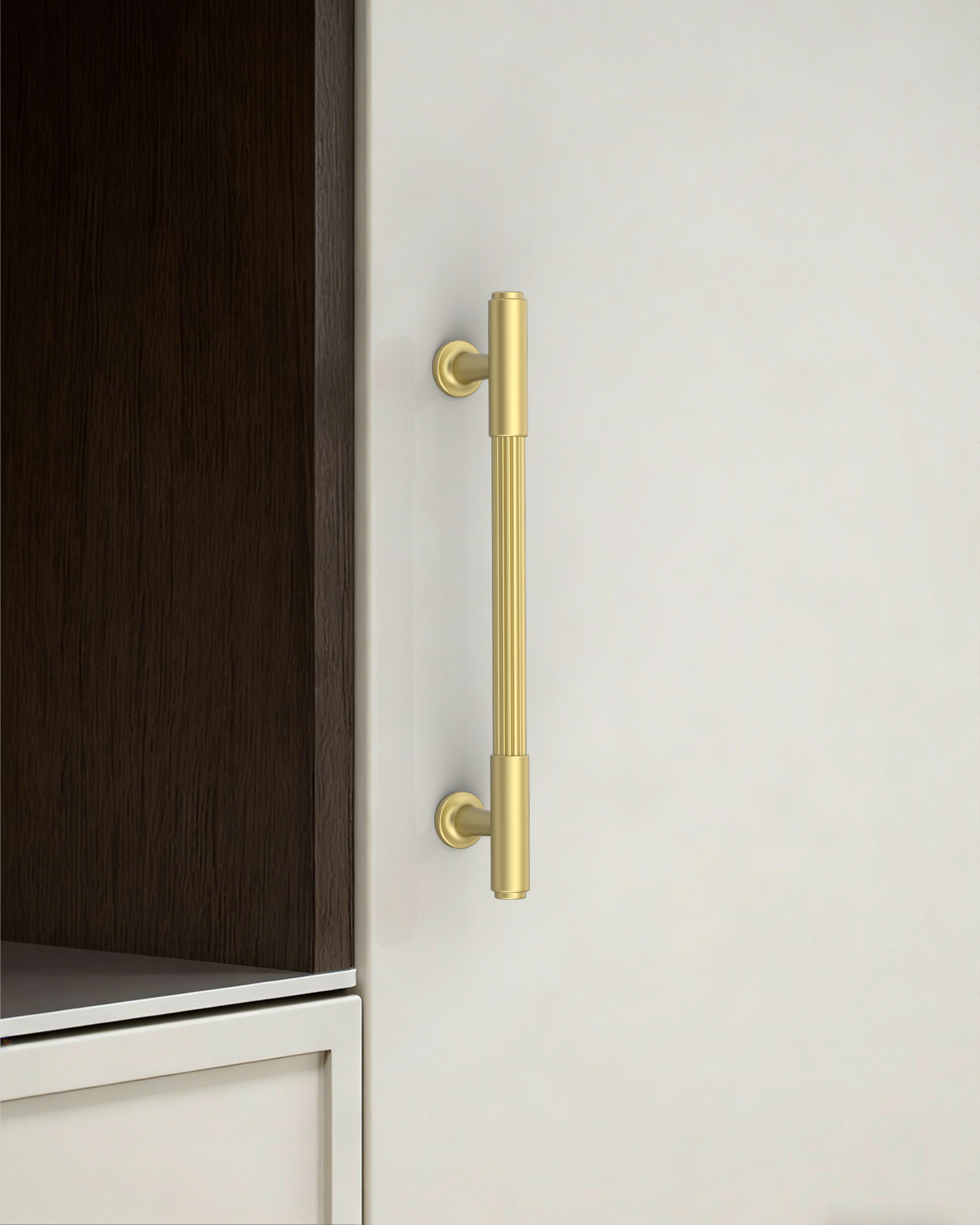 DESIGN2304 Solid Metal Reeded Bar Pull for Transitional Kitchens | 5", Brushed Satin Nickel