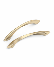 DESIGN2554 Brushed Gold Cabinet Pulls – Modern Luxe, Twisted Bar & Arched Bow for Modern Kitchen