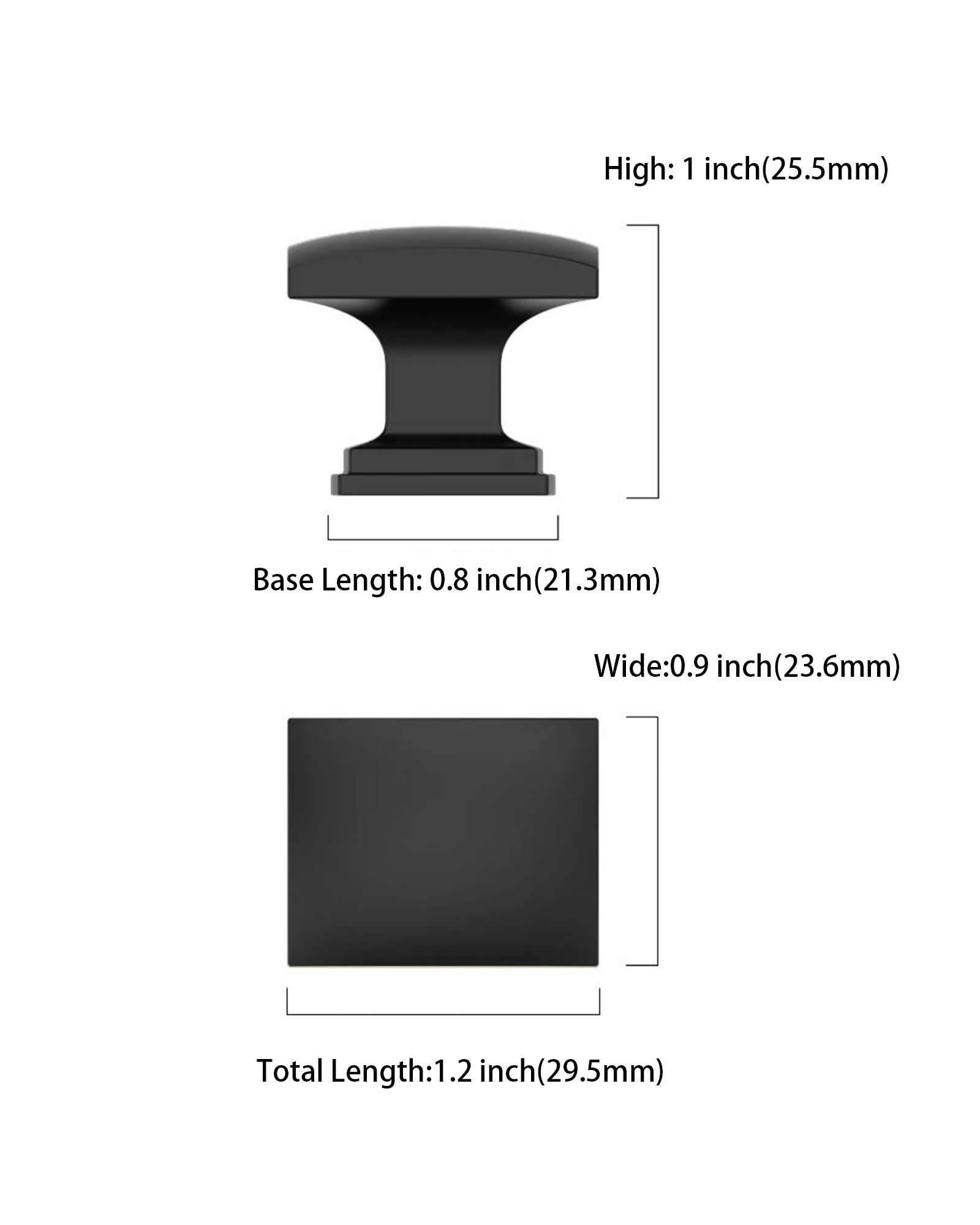 DESIGN2828 Solid Metal Cushion Square Knob for Luxury Kitchens (Matte Black)