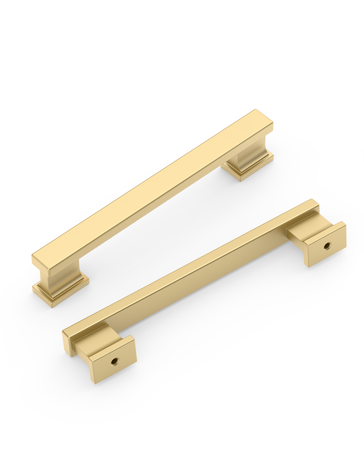 DESIGN2891 Brushed Gold Rectangular Cabinet Handles - Heavy-Duty Modern Kitchen Hardware | 5" Pulls