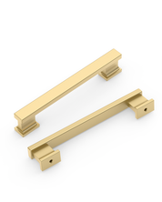 DESIGN2891 Brushed Gold Rectangular Cabinet Handles - Heavy-Duty Modern Kitchen Hardware | 5" Pulls