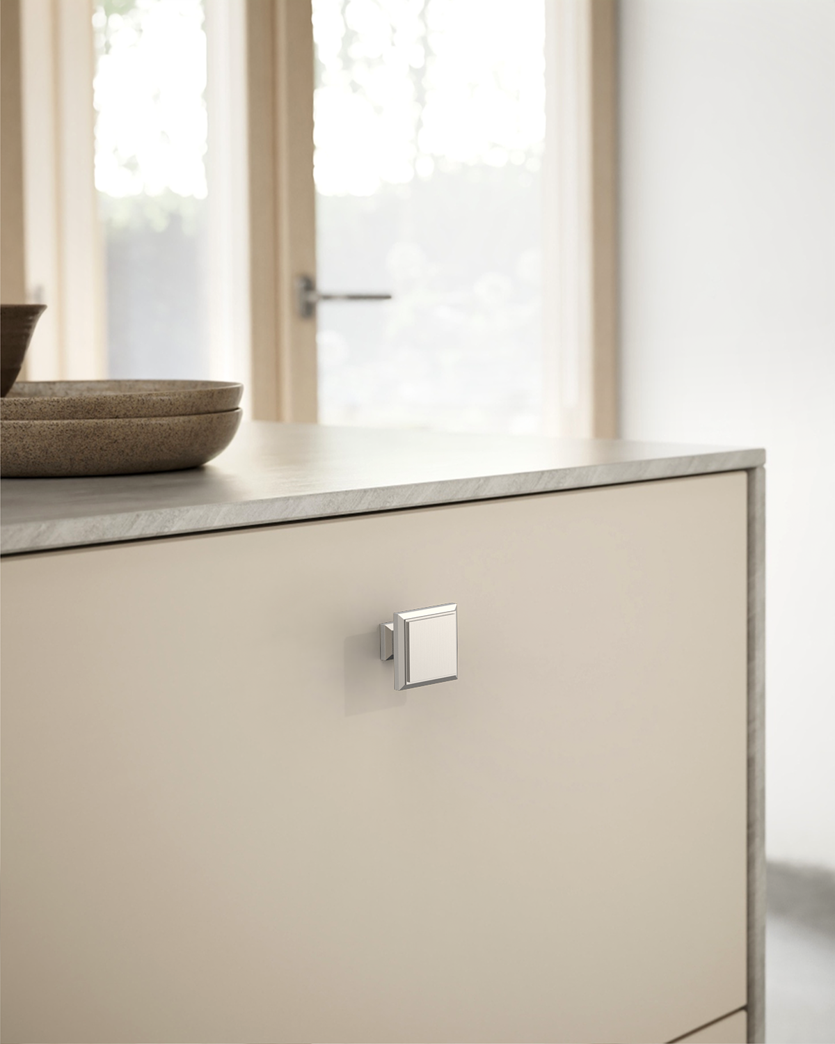 DESIGN1071 Matte Black Modern Square Knobs - Heavy-Duty Kitchen & Dresser Hardware | 1.26" Length