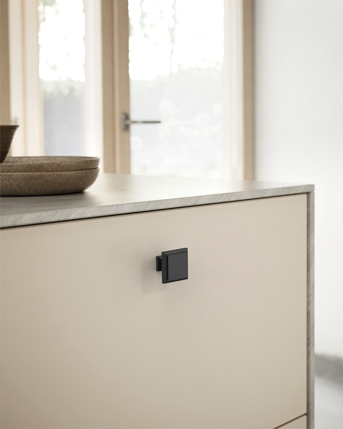 DESIGN1071 Matte Black Modern Square Knobs - Heavy-Duty Kitchen & Dresser Hardware | 1.26" Length