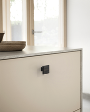 DESIGN1071 Matte Black Modern Square Knobs - Heavy-Duty Kitchen & Dresser Hardware | 1.26" Length