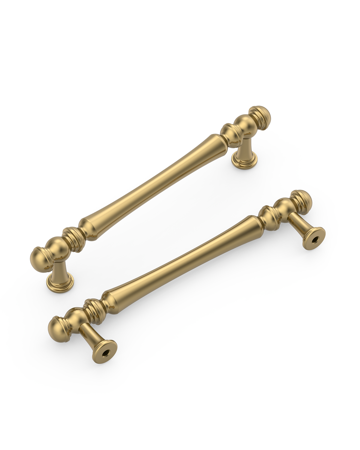 Design2322 Decorative Turned Pulls | Walnut Wood & White Raised Panel Cabinets